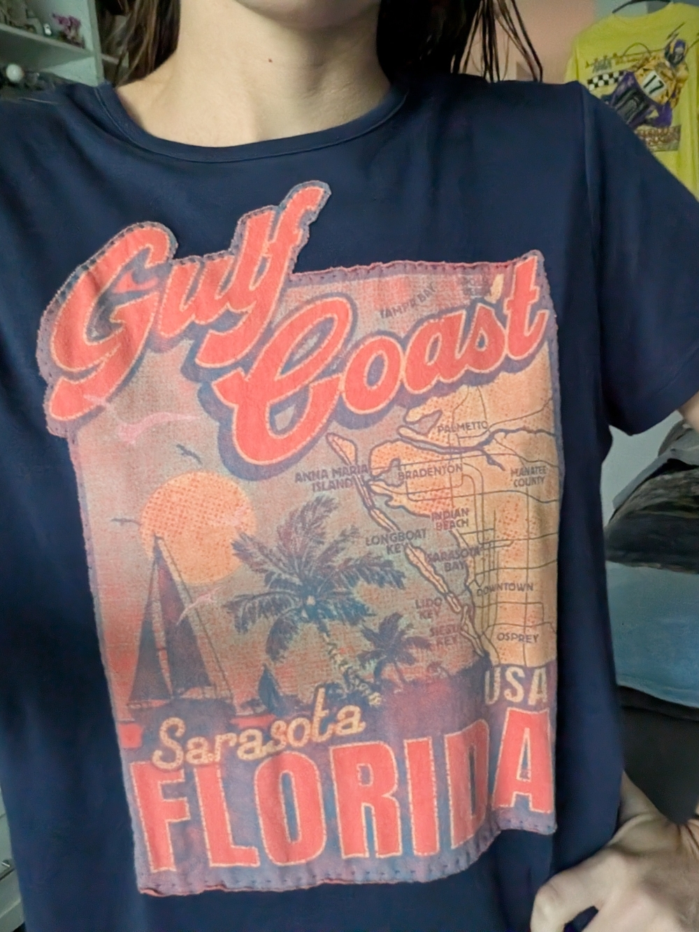 L.L. Bean Navy Gulf Coast Sarasota Florida Graphic Tee